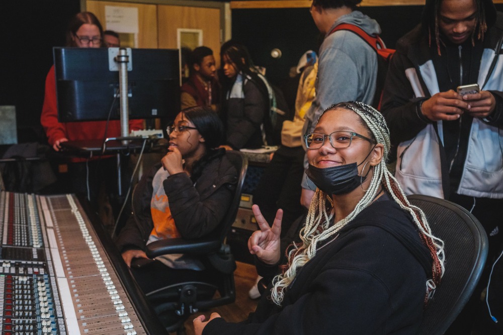 Music Industry Training Program students in the studio